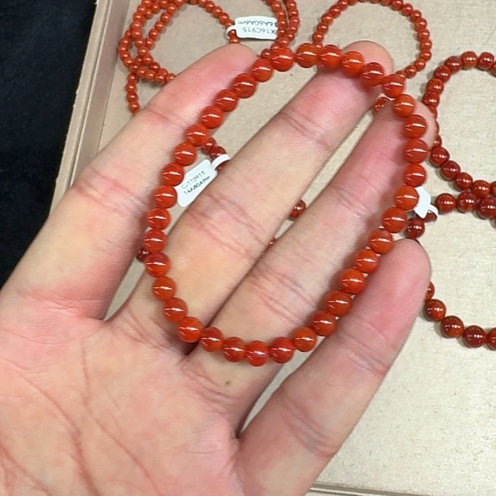 南红玛瑙未镶嵌手链原矿南红手串5瓦西布里