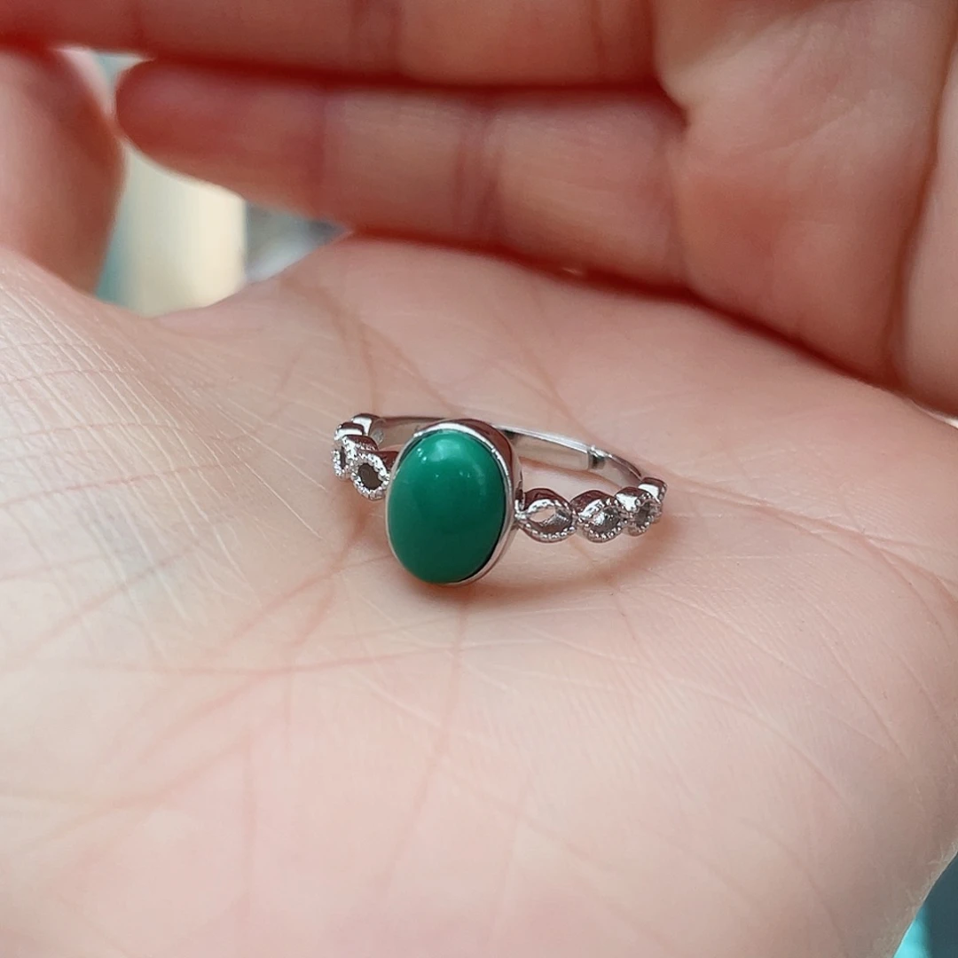 绿松石戒指银S925镶嵌