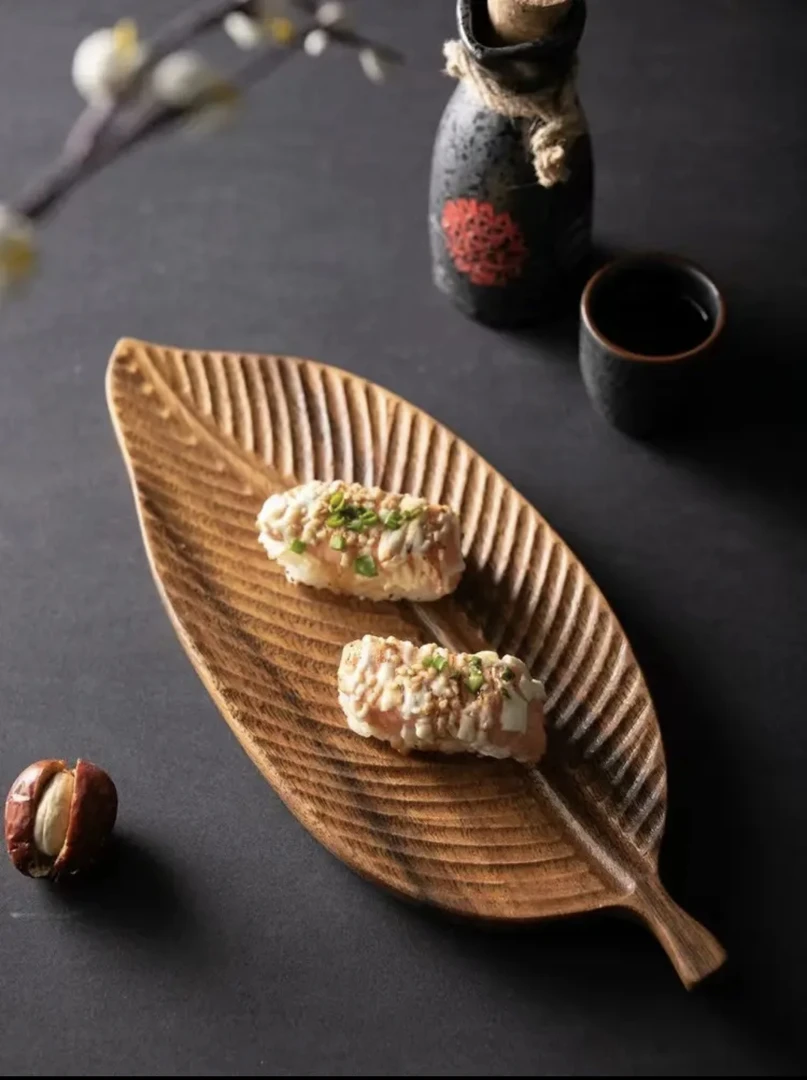 南美胡桃木树叶糕点水果盘手工创意约30-12-2cm