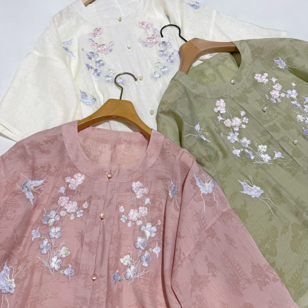 【超白菜！寻山谣夏日汉元素披肩圆领衫绣花套装