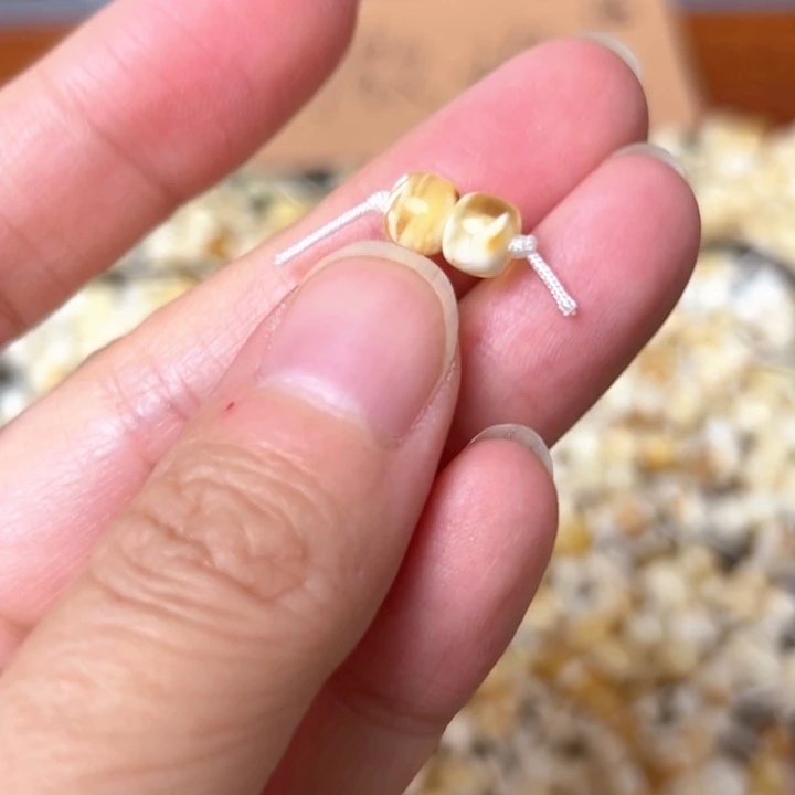 蜜蜡未镶嵌裸石5.9mm一对