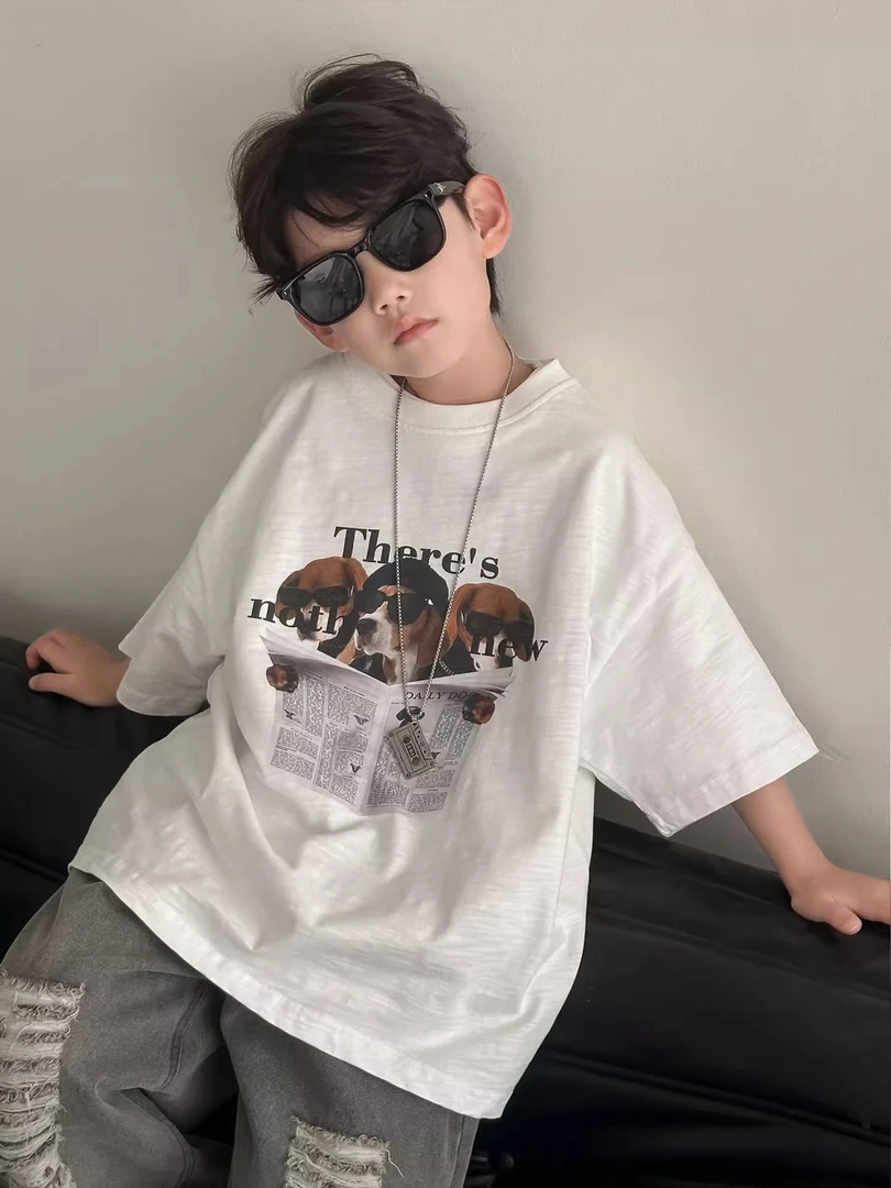 儿童卡通T恤2025夏季新款男童韩版帅气上衣中小童时尚夏装短袖潮