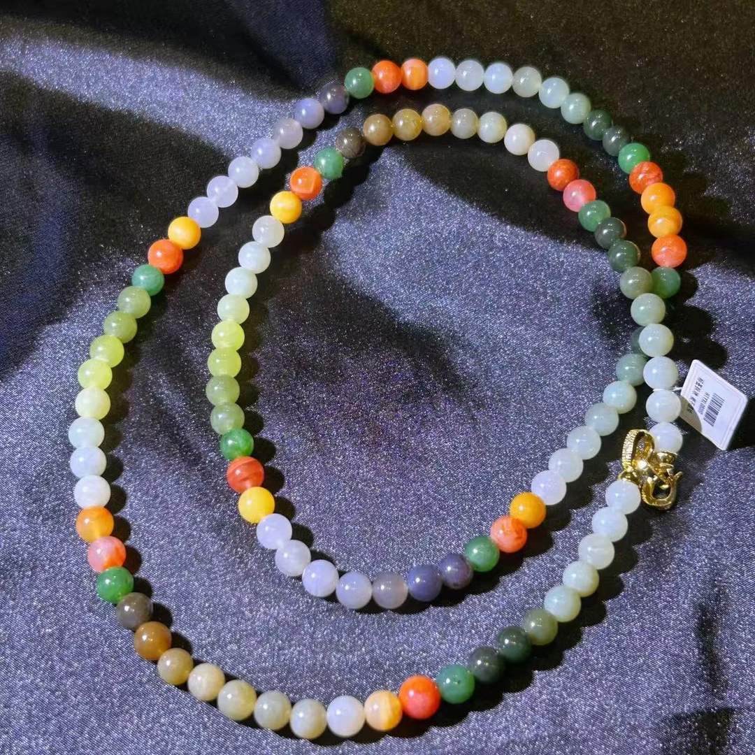 天然和田玉多宝颈饰-珠径7.5-8mm-HTY744-不退不换