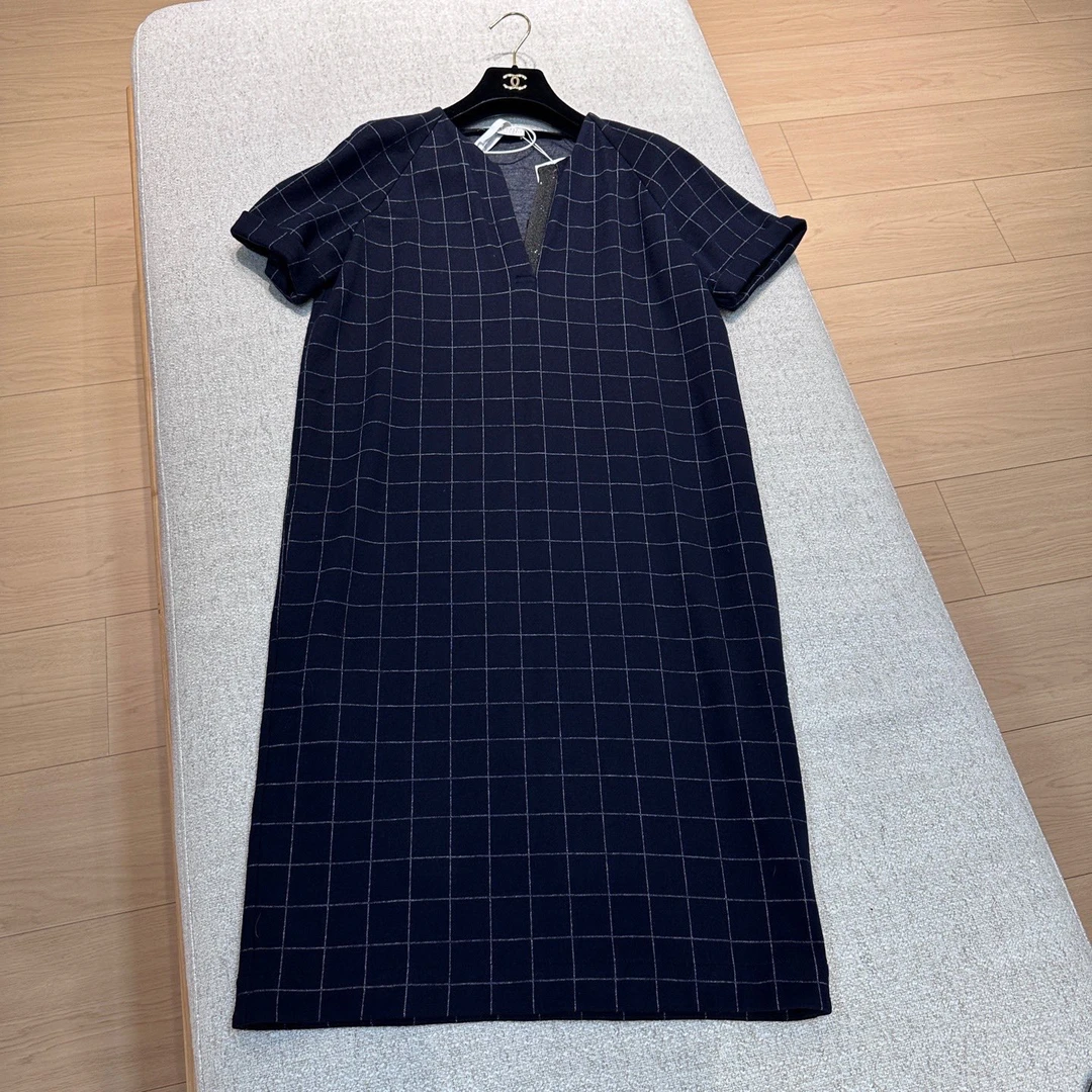 99新 Brunello Cucinelli/布鲁内洛·库奇内利 格子连衣裙M码BC