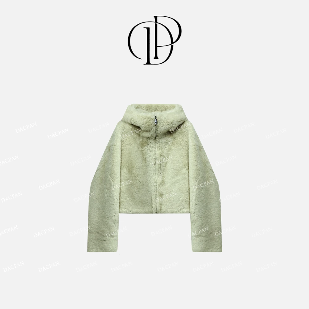 DACPAN-“小雪团”福米貂短款连帽外套 2024/盼•PP 8508