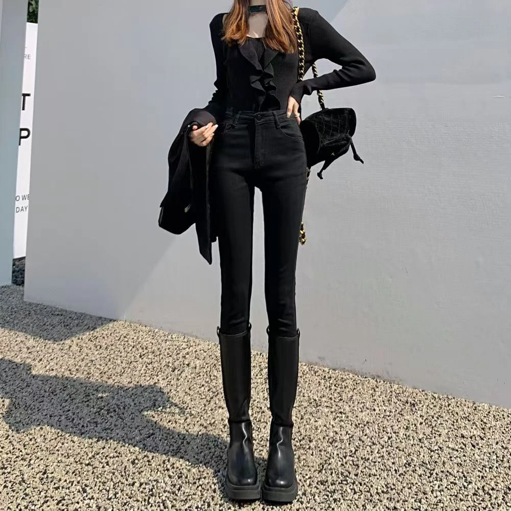 冬季加绒显瘦小脚裤尾货样衣默认瑕疵时尚