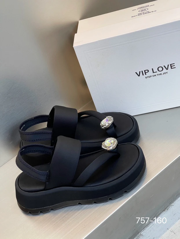 【海南简爱】水钻厚底休闲罗马鞋女休闲风夹趾时装凉鞋 757-160