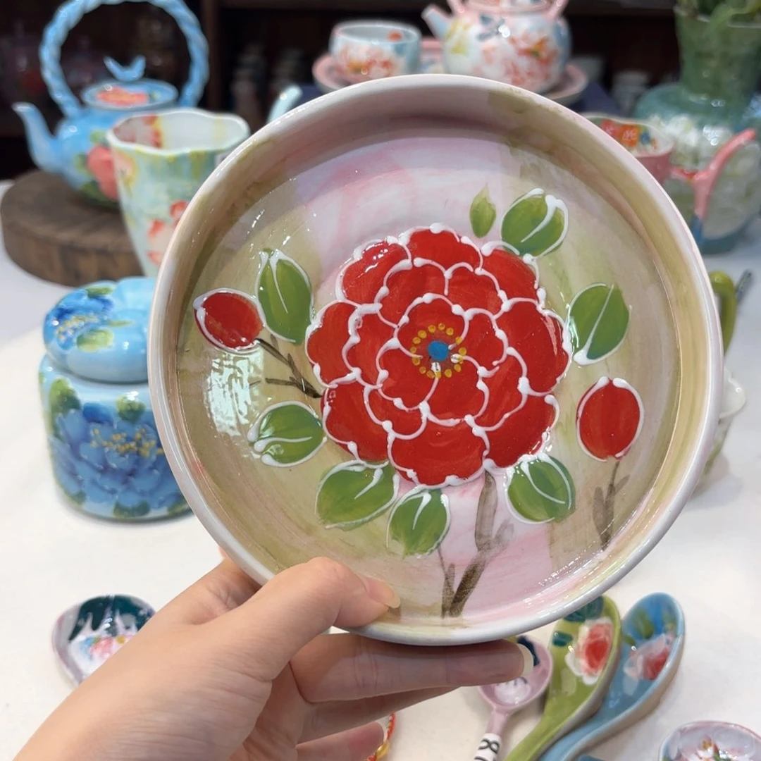 景德镇手绘高温釉下彩陶瓷茶具