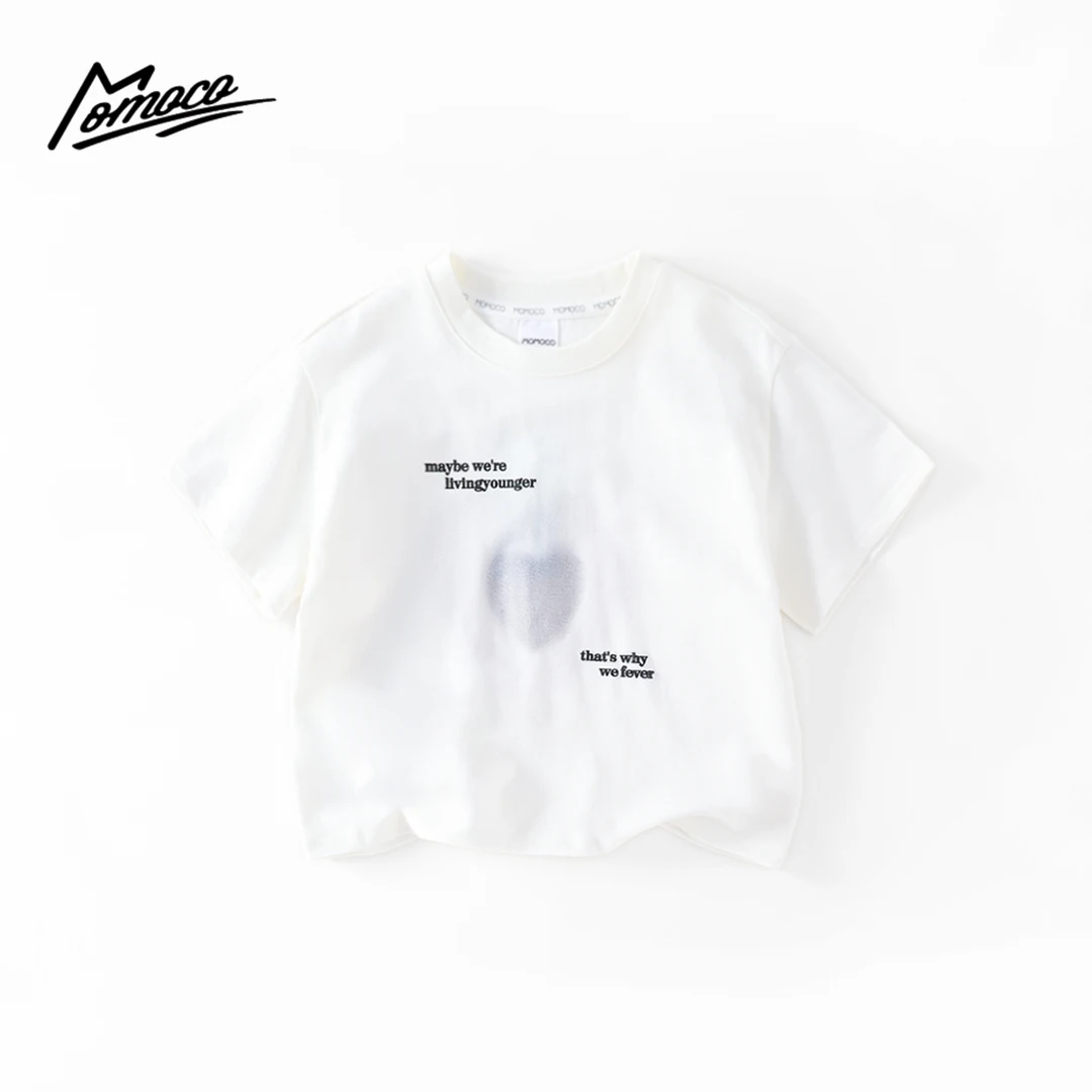 MOMOCO夏季款女童中大童爱心简约潮流字母T恤77630235023