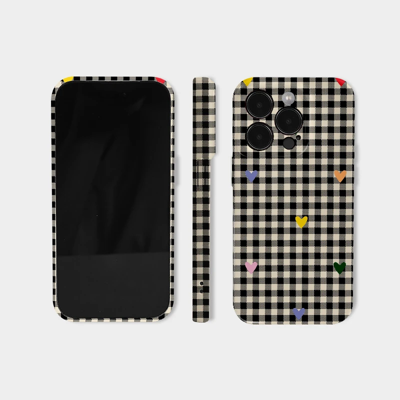 格纹爱心 适用iphone16苹果15promax保护壳14plus秋冬高级感13个