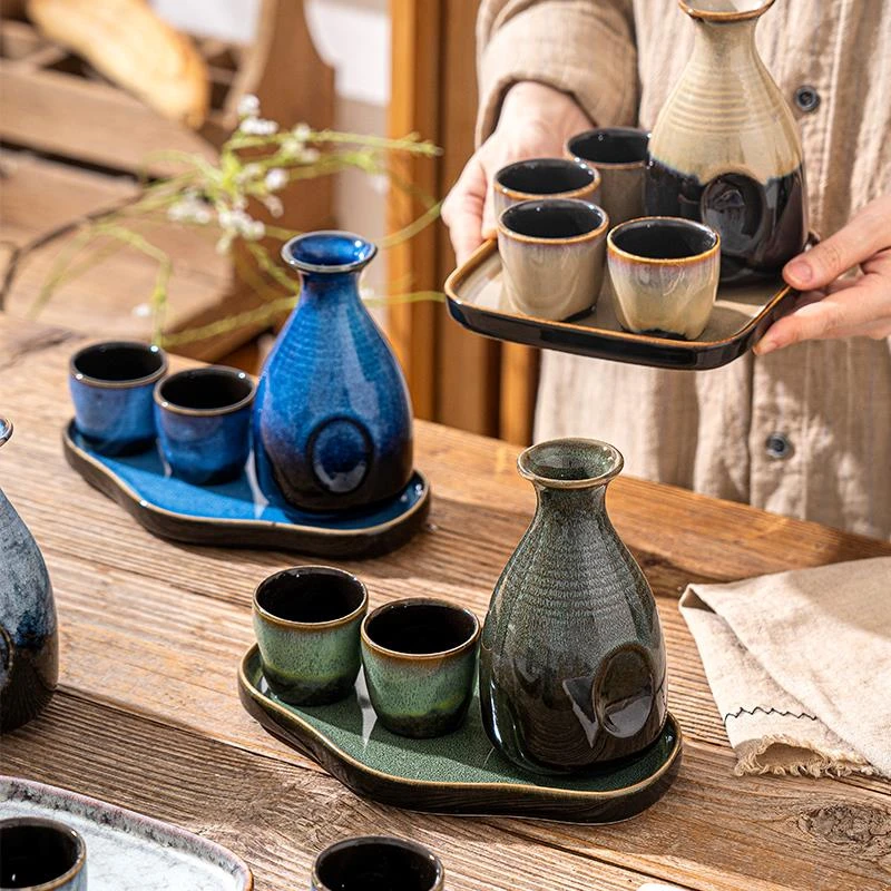范哲萨日式窑变陶瓷清酒酒具组套温酒器烧酒白酒杯黄酒烈酒小酒盅