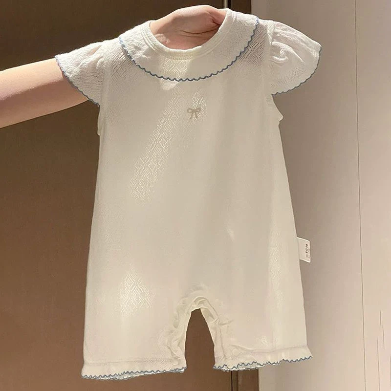 夏季女宝宝无骨连体衣新生儿甜美透气哈衣爬爬服潮