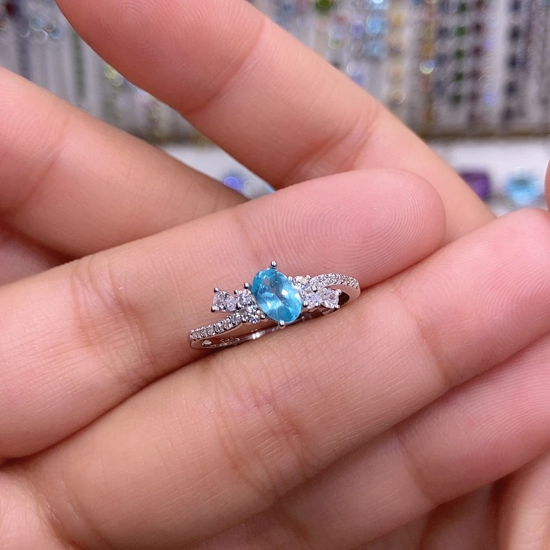 磷灰石银S925镶嵌开口戒指