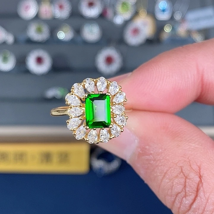 透辉石戒指银S925镶嵌