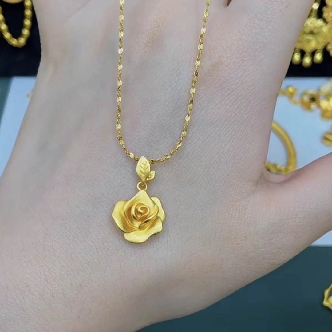 铜合金项链 锁骨链玫瑰花项链轻奢小众项链女时尚轻奢饰品颈链