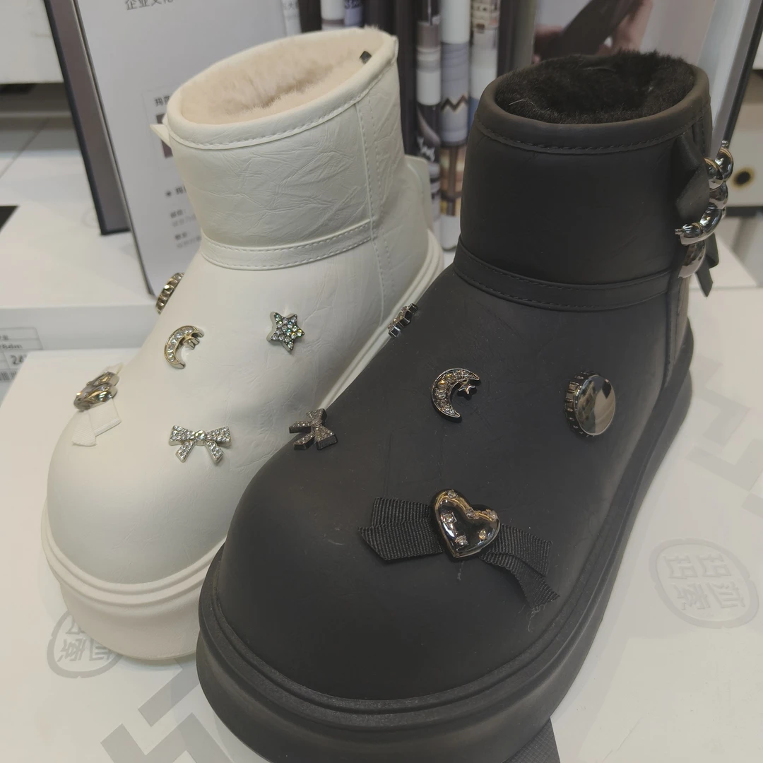 151-235dm冬季厚底加绒加厚保暖防滑时尚百搭大棉雪地靴女短靴