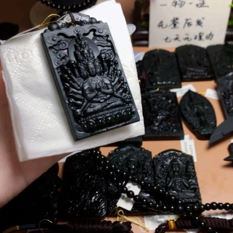 亮天然缅甸a货钢琴黑挂件