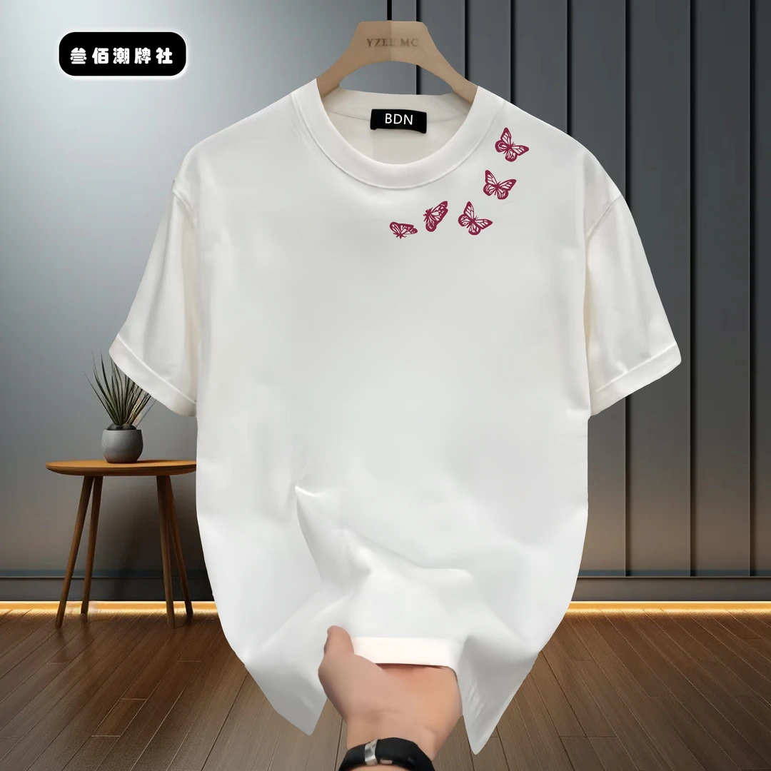 邦德妮纯棉男士短袖T恤2025新款国潮风原创印花宽松百搭圆领上衣