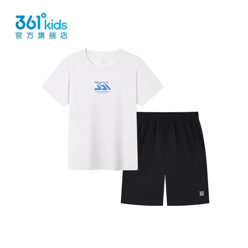361°kids男款儿童运动童装套装休闲外出训练短袖五分裤两件套