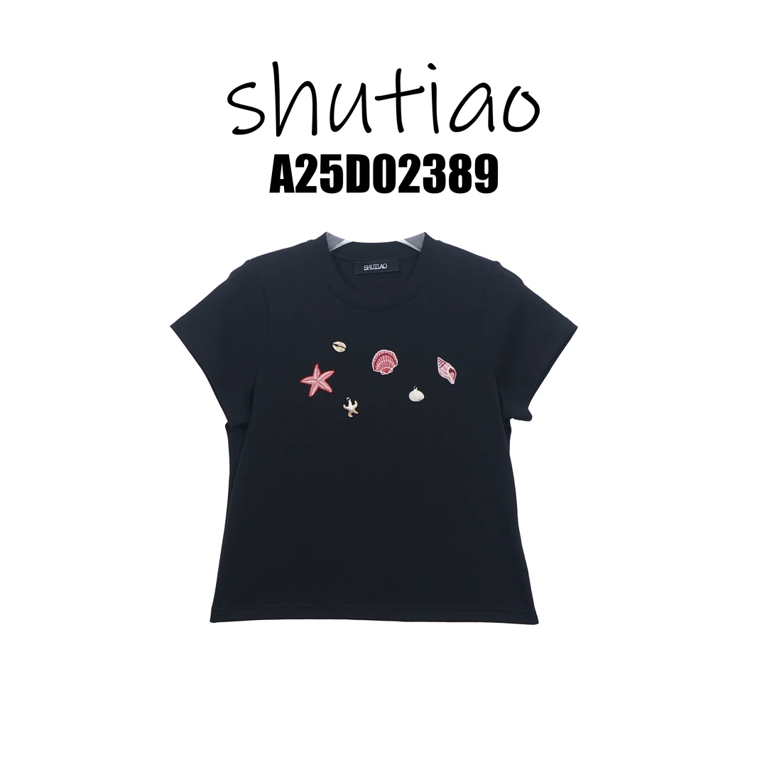 【SHUTIAO】2025夏季：新款小众设计款T恤A25D02389
