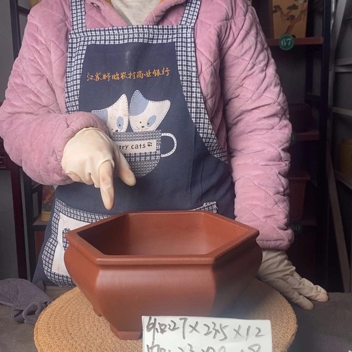 紫砂手工痕迹微瑕紫砂花盆一物一拍
