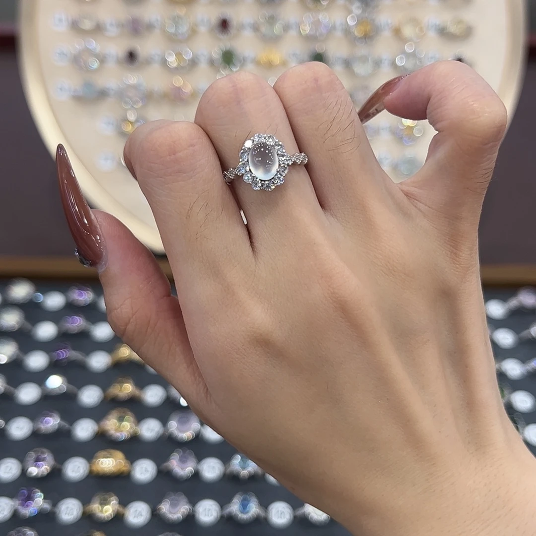 ****～银S925镶嵌蛇纹石玉戒指