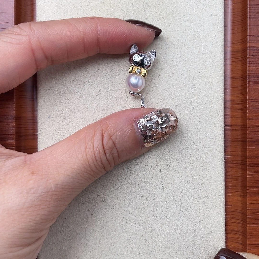 银S925镶嵌海水珍珠吊坠(不含链)