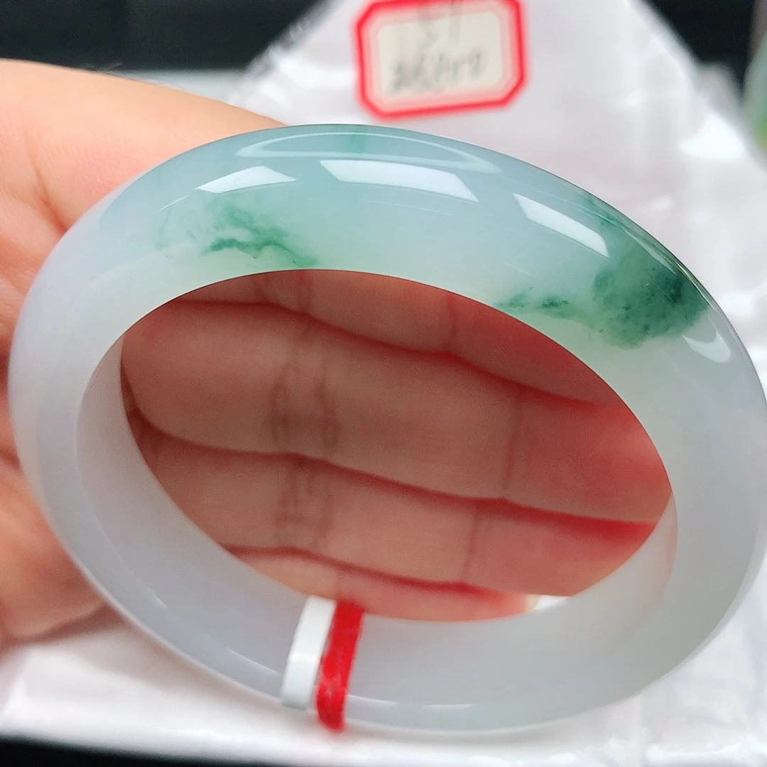 未镶嵌手镯翡翠20冰胶飘花果冻胶细腻