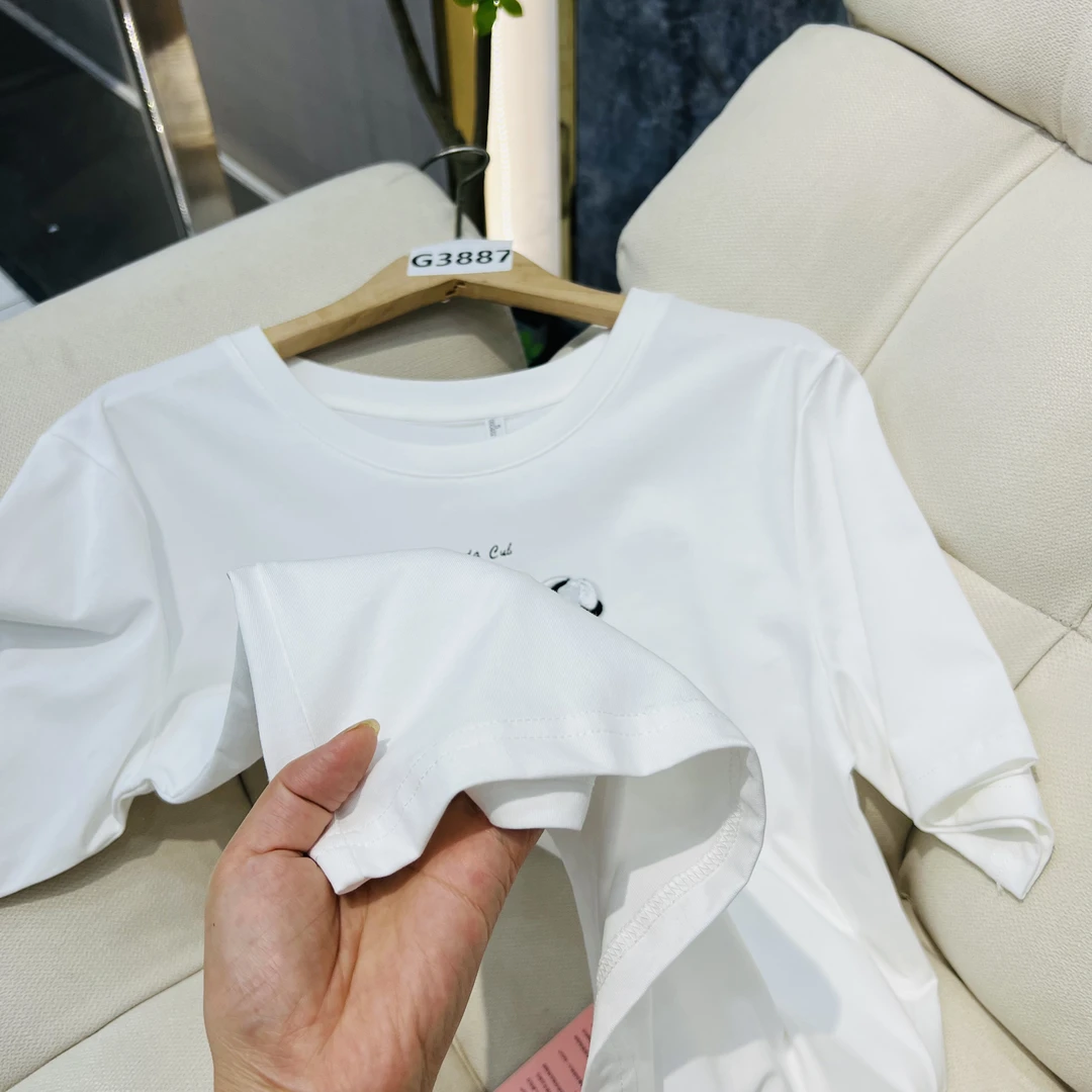 G3887#短袖常规款拼接常规抗皱通勤T恤印花