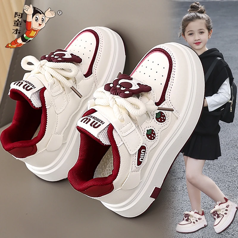 ABC女童鞋子2026百搭新款春季儿童皮面公主运动鞋女孩卡通新年