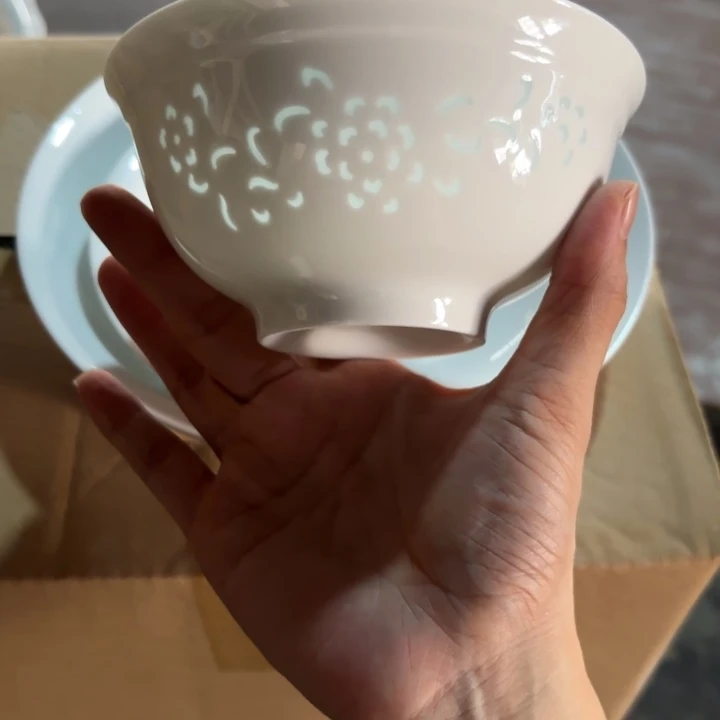 青瓷景德镇陶瓷米饭碗两只白色