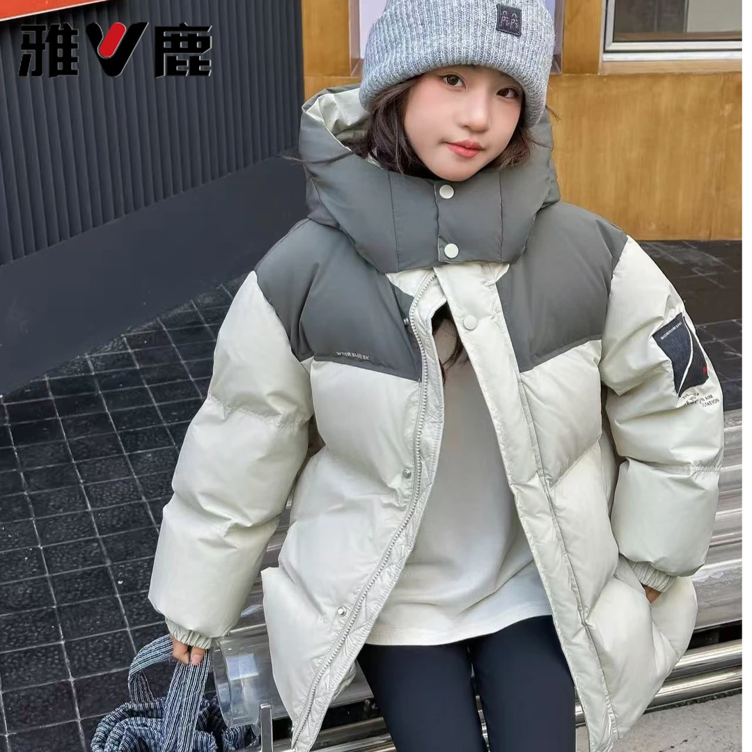 【R】2025雅鹿新款户外秋冬男女童高蓬松鸭绒外套羽绒服运动休闲
