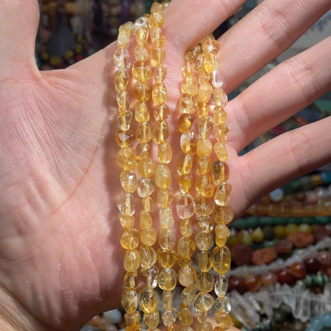 石英质玉，黄水晶随行糖豆8mm，未镶嵌