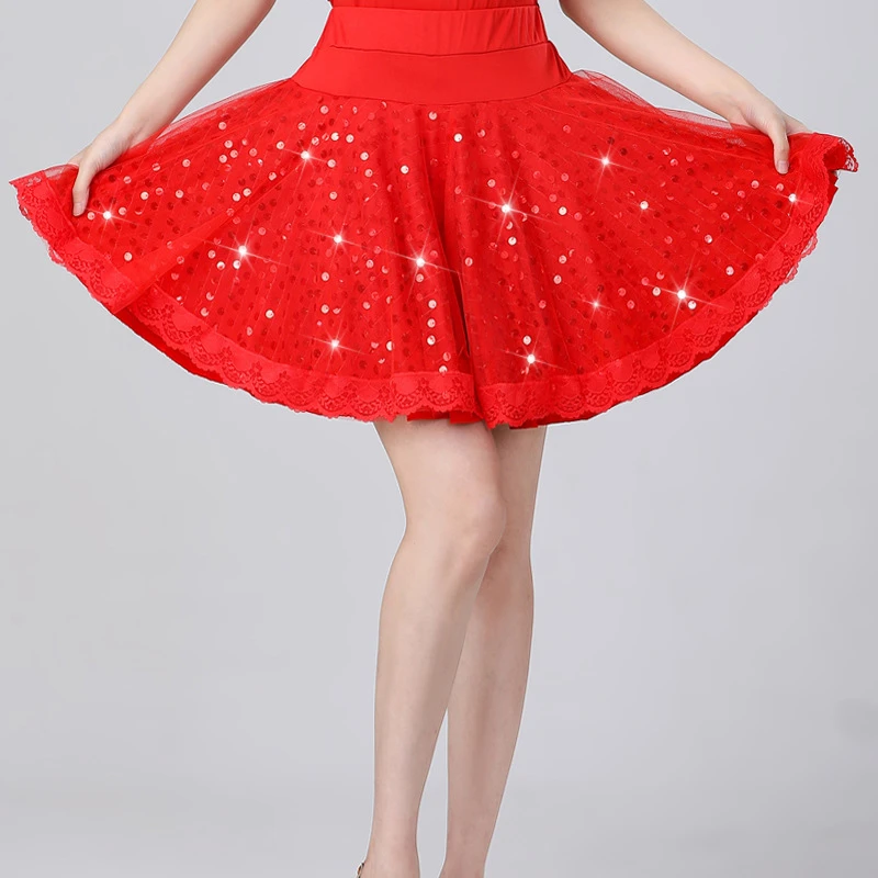 Q23广场舞服装新款半身大摆裙亮片拉丁舞裙子吉特巴舞裙三步踩