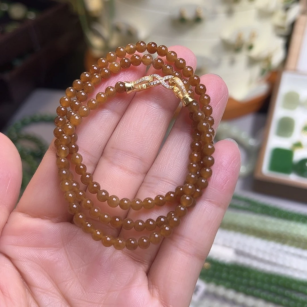 和田玉（糖玉）银S925镀金镶嵌颈饰