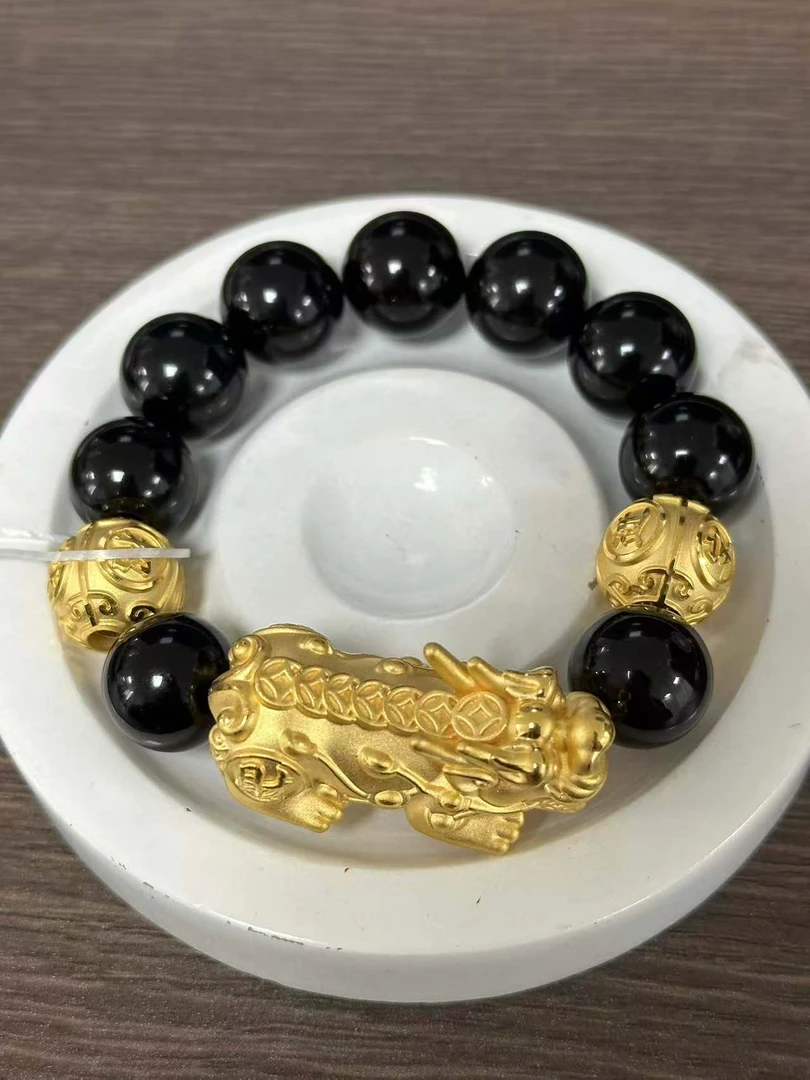 【足金999】卡14钱币转运珠+2颗招财进宝转运珠
