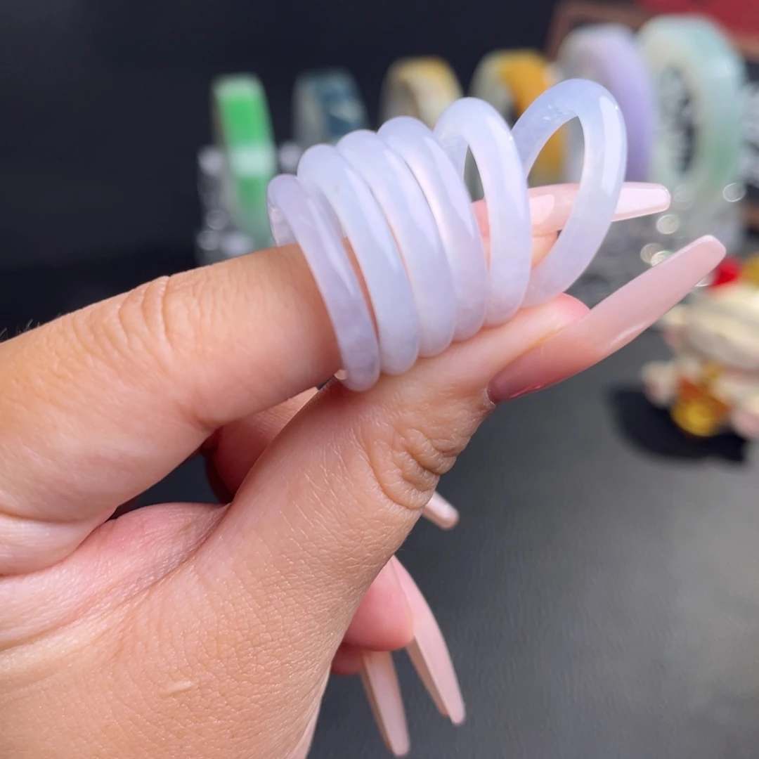 翡翠未镶嵌戒圈v389/多样性发一件/配皮绳