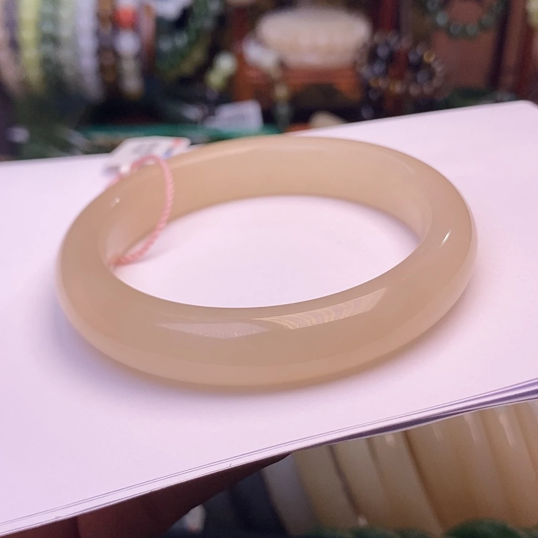 手链未镶嵌和田玉57.7熟藕粉浓粉老料手镯