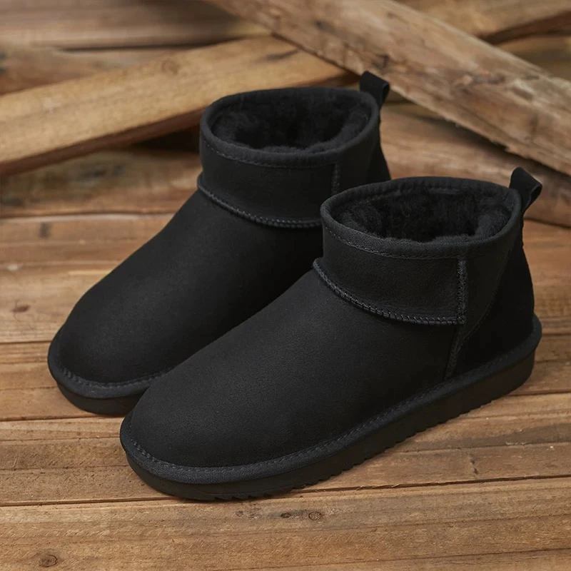 真皮雪地靴防滑保暖短靴6109
