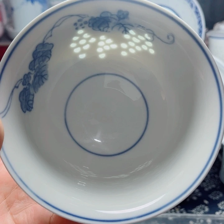 青花玲珑5寸饭碗葡萄