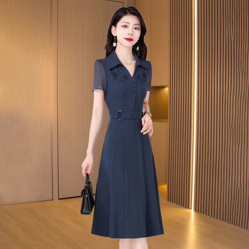 【可蓓儿】雪纺改良旗袍连衣裙女夏2024新款高端精致十三行国妈妈装