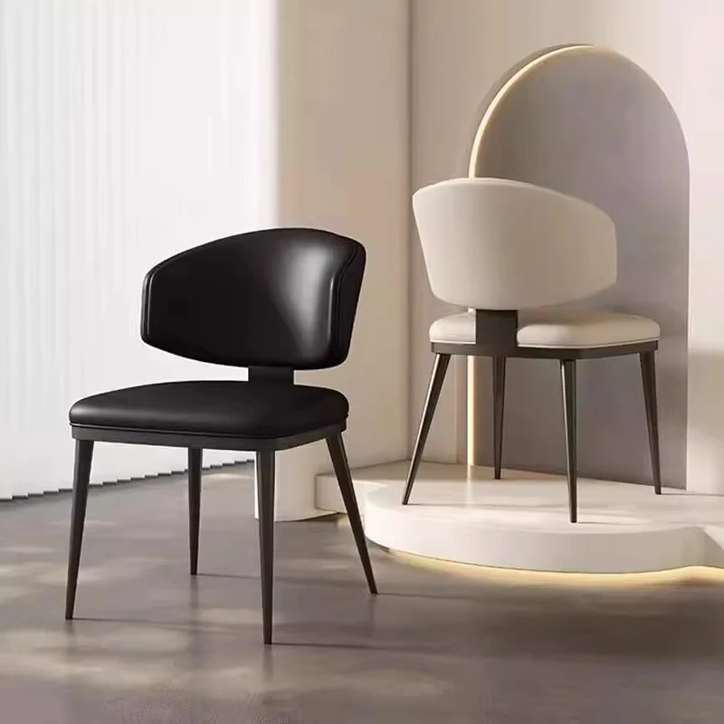 意式现代极简真皮餐椅家用靠背椅子简约高级感设计师餐桌椅