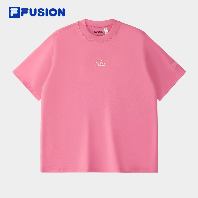 FILA斐乐纯棉短袖T恤情侣款糖果色运动休闲宽松半袖女T11U523106F