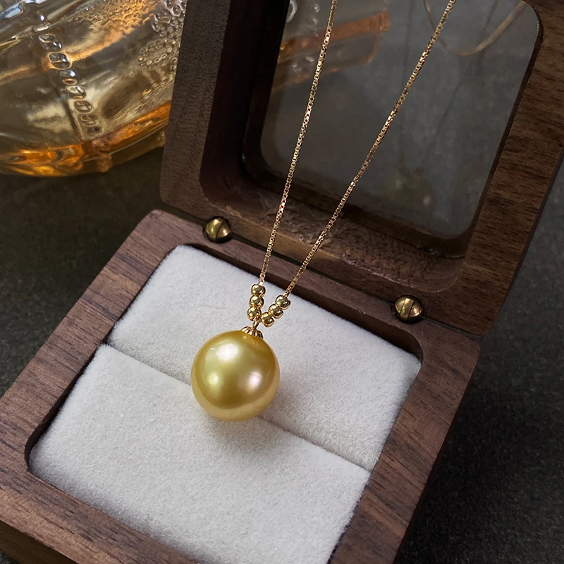 【短发七七】海水南洋金珍珠吊坠/10-12mm/18k扣头