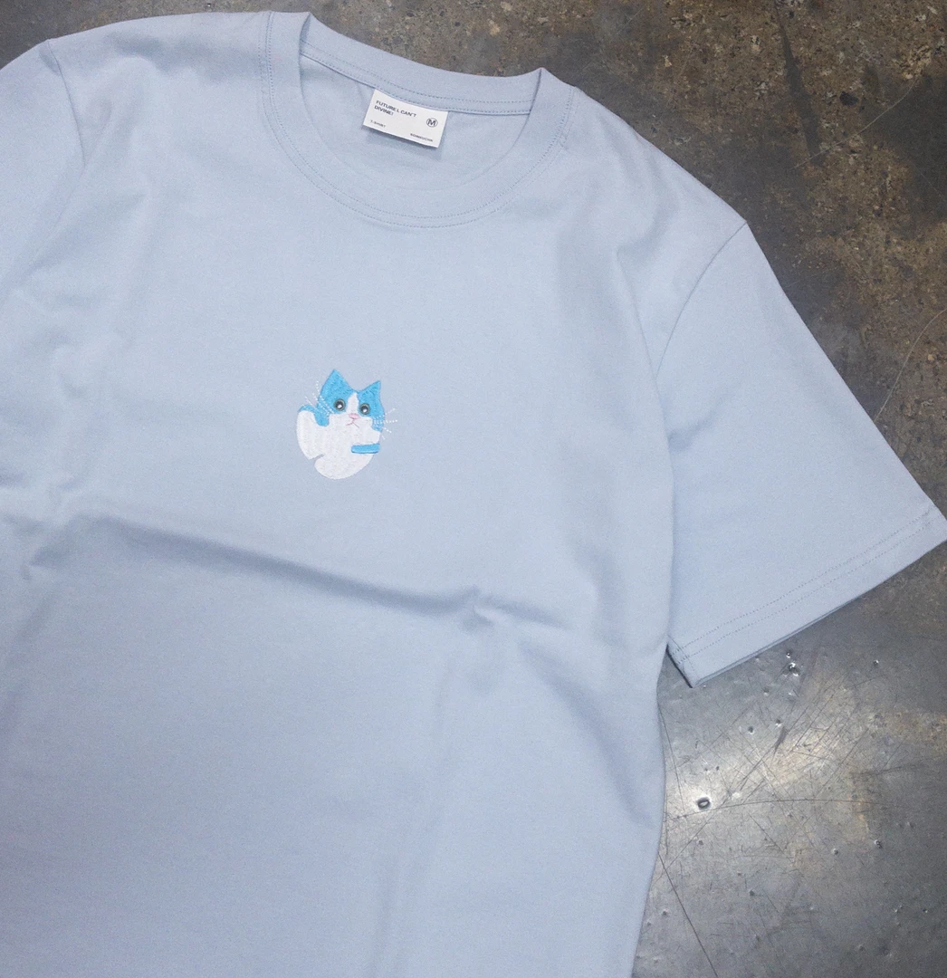 【T恤系列】 小萌猫 水星蓝.首款230g精梳棉男女同款短袖