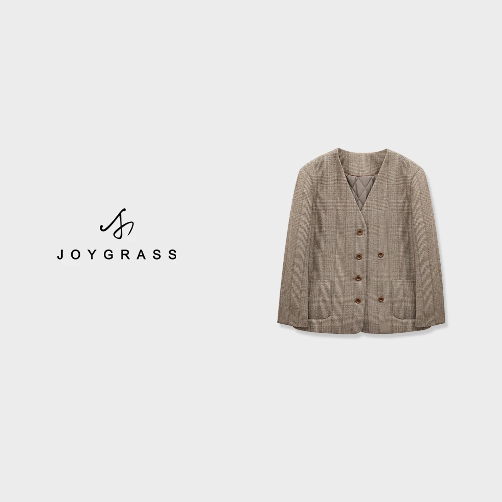 JOJYGRASS(乔伊)轻奢简约潮流经典千鸟格西装外套X-03697