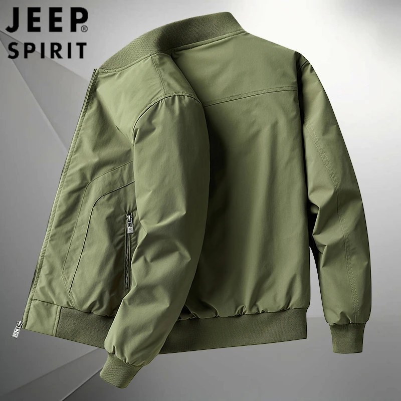 吉普休闲外套男士春秋季薄款宽松美式工装潮流棒球领飞行员夹克男