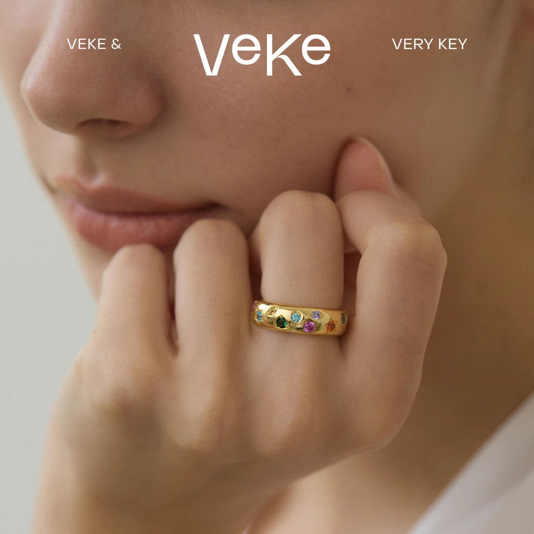 VEKE 合金锆石戒指 「质数」戒指复古轻奢简约气质小众指环活口戒指