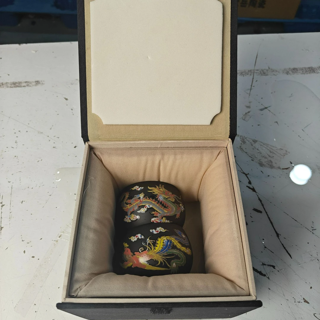 【闪购商品】遇热变色紫砂茶杯品茗杯龙凤对杯（不带礼盒）