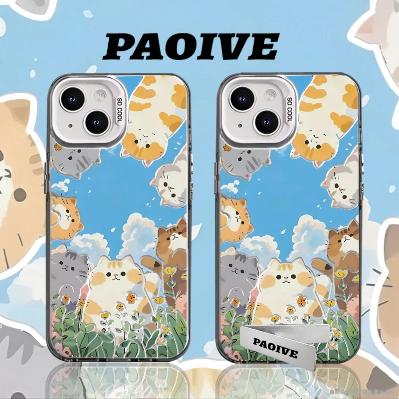 满屏猫咪创意适用苹果华为vivoiPhone小米三星防摔彩银手机壳